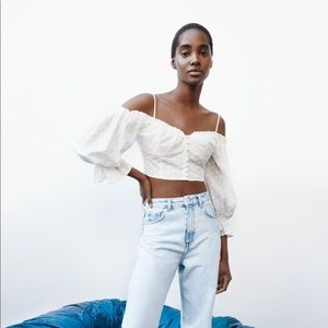 Zara Floral Embroidery Top, Size XS